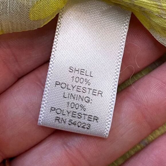 Banana Republic Tan and Yellow Floral Paisley Sheer V-Neck Blouse - Picture 7 of 8